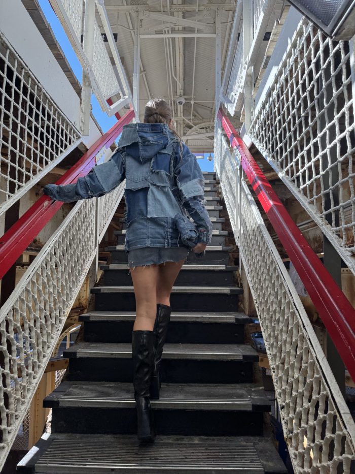 Custom Denim Patchwork Hoodie - Image 4