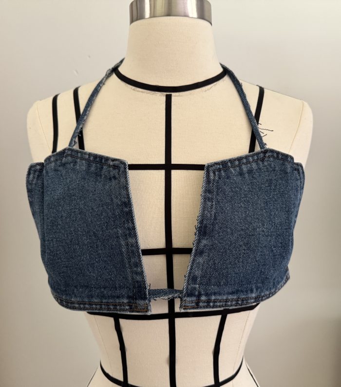 DDenim Navy Pocket Bra Top - Image 4