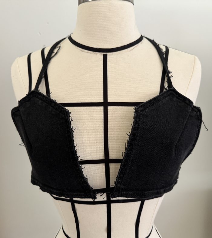 DDenim Black Pocket Bra Top - Image 3